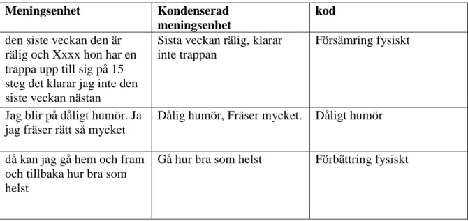 Tabell 2. Analysmatris exempel 