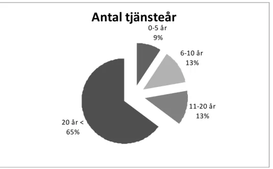 Figur 4 Antal tjänsteår (anges i procent i figur)