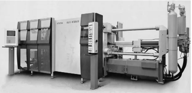 Figure  2.12  The  HPDC  machine  which  used  by  Husqvarna  AB  to  produce  the  aluminum  flywheels is Buhler SC-D42 