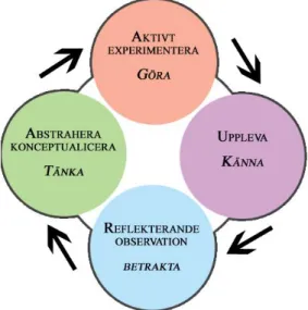 Fig. Författarnas egen illustration av Kolbs ”Cycle of experiential learning”