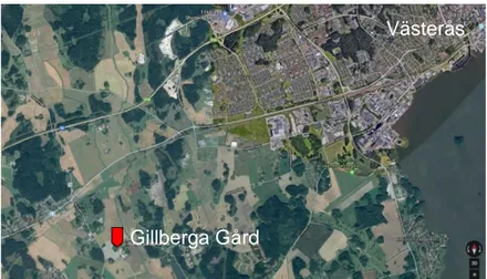 Figur 2 Gillberga gård ligger ca 5km sydväst om Västerås. 