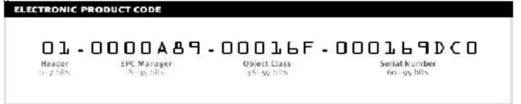 Figure 9 Example of an EPC global product code (Source: Hodder, 2003) 