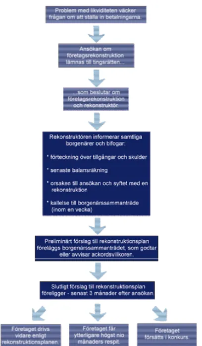 Figur 3.1 Rekonstruktionsprocessen (Rekonstruktör och förvaltarkollegiet i Sverige, 2009) 