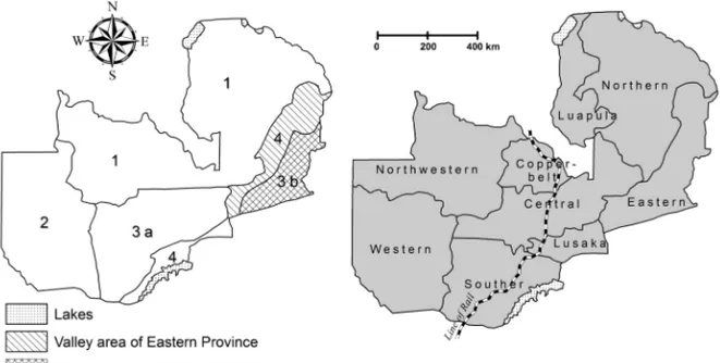 Figure 5-1: Map of agro-ecological zones in Zambia  Source: Based on Kumar 1994:33 
