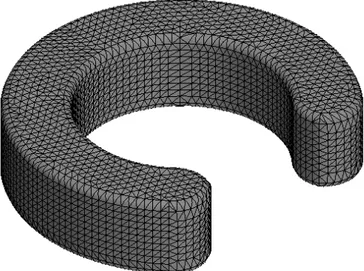Figur 10. FEM mesh av en C formad Ring. 