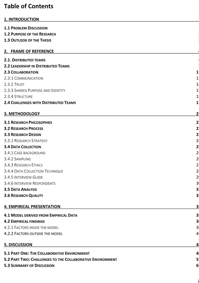 Table of Contents   1. INTRODUCTION  1  1.1   P ROBLEM  D ISCUSSION   1  1.2   P URPOSE OF THE  R ESEARCH   2  1.3   O UTLOOK OF THE  T HESIS   3  2.   FRAME OF REFERENCE  4  2.1