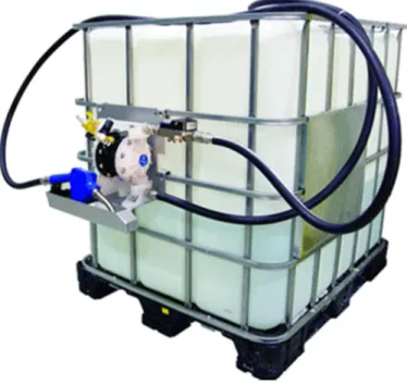 Figure 4 – IBC-tank with pump, hose and special AdBlue filling nozzle (Direct Industry, 2012) 