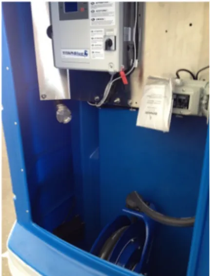 Figure  16  -  Picture  from  field  trip  showing  storage  for  hose,  control  panel  and heater in BlueMaster 