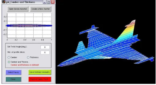 Figure 2-12  Interface to select and add a profile to the geometry, here a  Naca 65A004 is selected (left window)