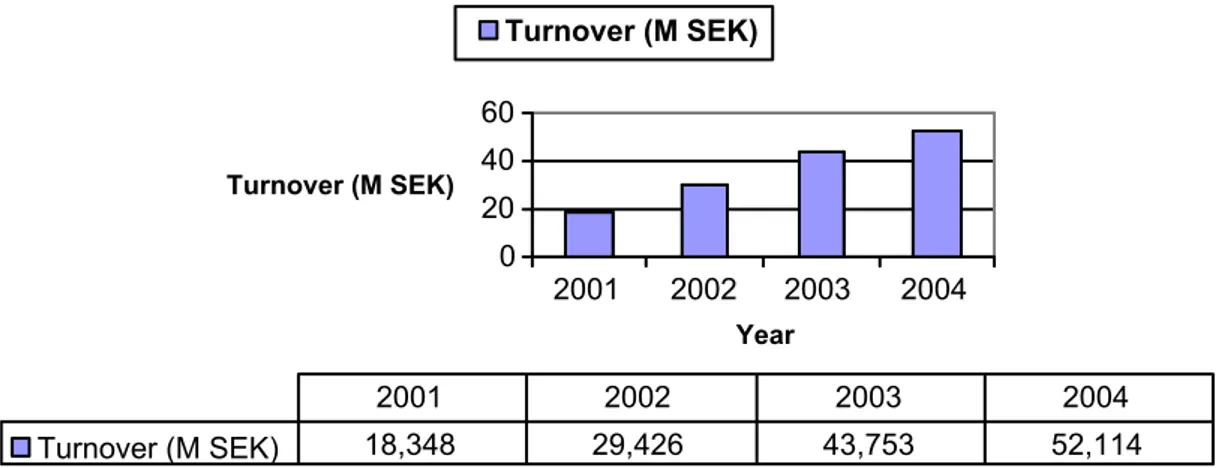 Figure 4-6 Turnover LK Pex AB (Affärsdata, 2006) 