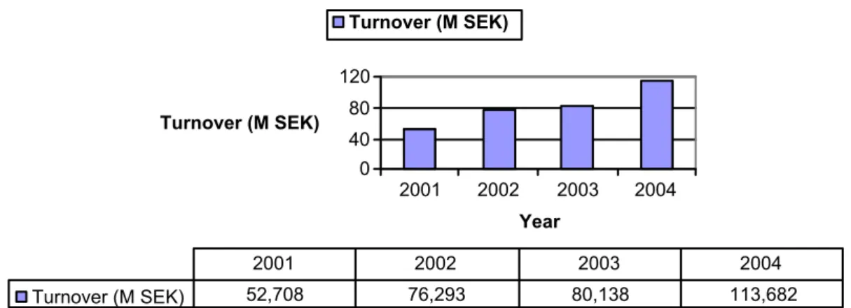 Figure 4-9 Turnover MSA Sordin AB (Affärsdata, 2006) 