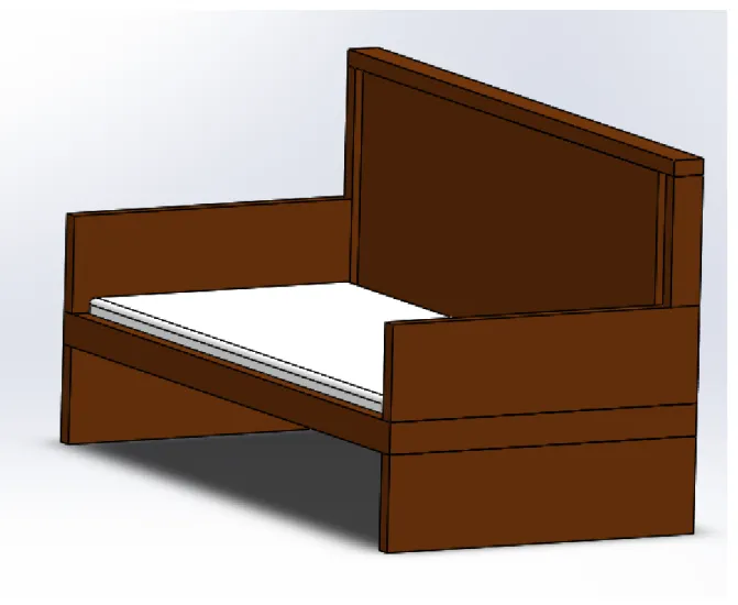 Figur 14 Funktionisprptptyp av sängsoffan utan vinklat ryggstöd. 