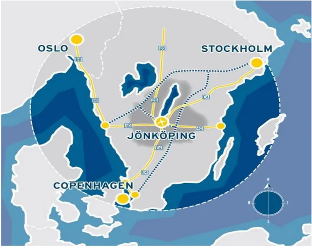 Figure 1.1: Road and railway network in South Sweden (H. Larsson, personal interview, 2013-02-08)