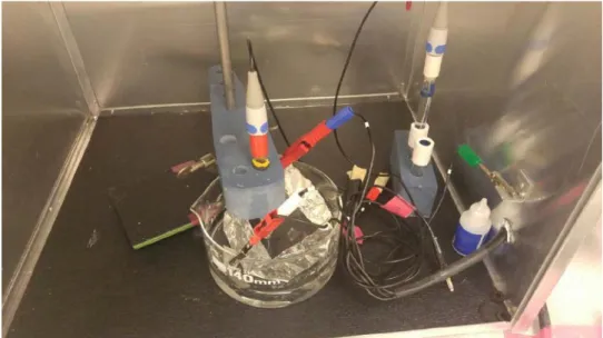 Figure 9: Three electrode EIS setup for carrying out the check-up. 