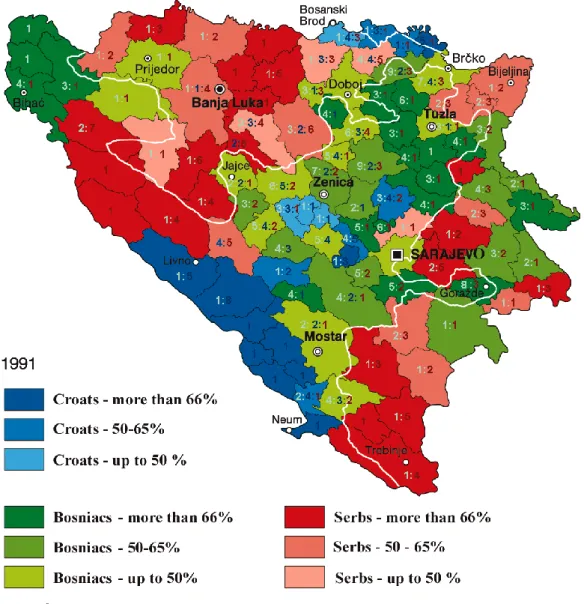 Fig 2.1 5  The ethnic composition in Bosnia and Herzegovina (1991)                                                   