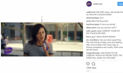 Figure 3: Example Cadbury UK as a source of joy on Instagram (Cadbury UK, 2017) 