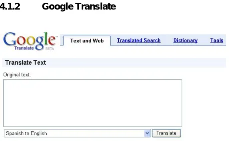 Figur 4-1 Google Translate gränssnitt (2007-12-07) 