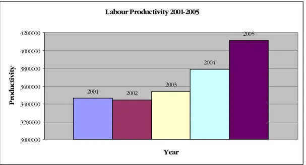 Figure 2 Labour productivity 2001-2005 
