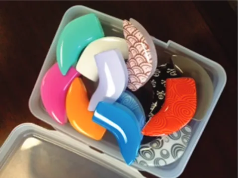 Figure 2: Image of plastic colored covers for hearing devices. 