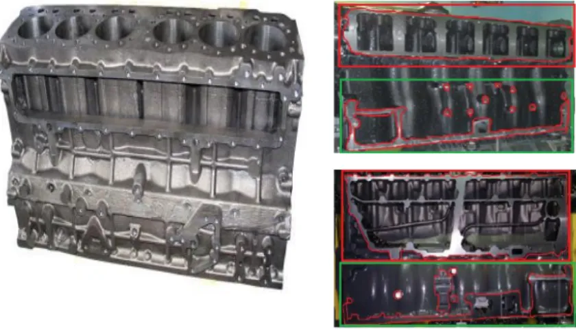 Fig. 5.  Left: Cylinder block, Right: The lateral features of parts machined 