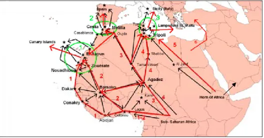 fiGure 2: MiGrAtion routeS froM Sub-SAHArAn AfriCA to europe