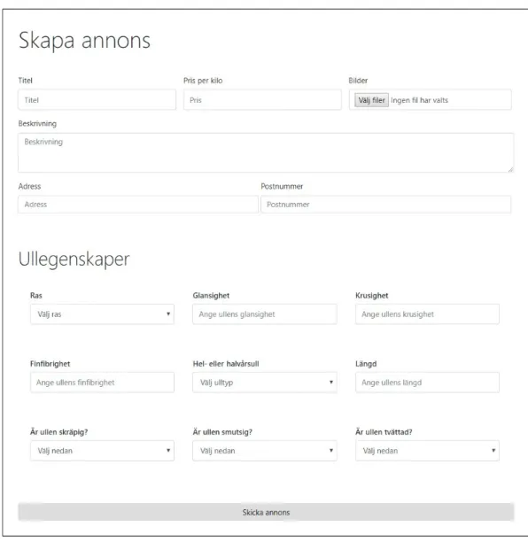 Figure 9: The form a user has to fill in, when creating an advertisement.