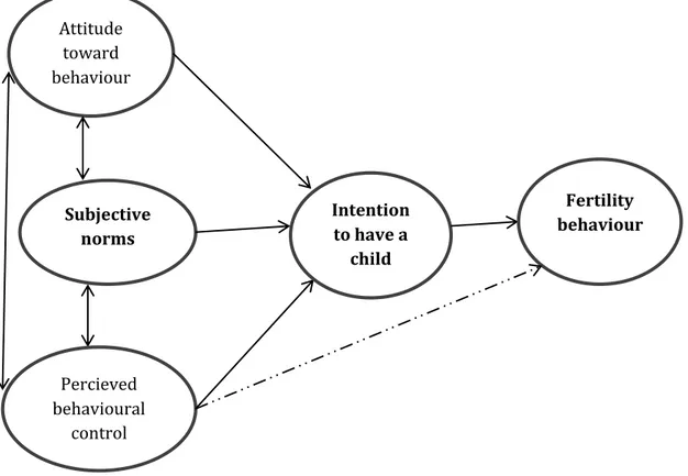 Figure 2 establishes the link between subjective norms, attitude and behavioral control  and how they influence the intention to have a child or more children