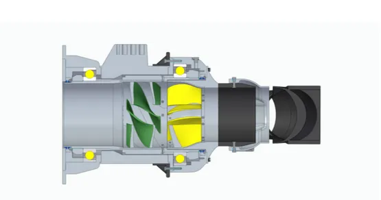 Figure 5.1: Section view of the complete Rim Jet assembly by Munoz Displayed in Figure 5.1 is the complete engine as designed by Munoz