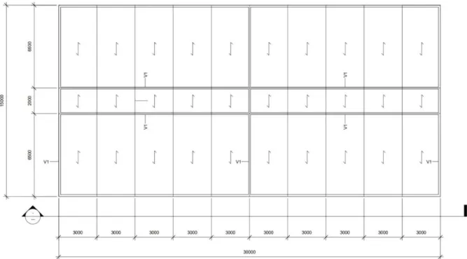 Figur 20. Planritning på referenshusets utföranden bestående av likadana väggar i den lastbärande riktningen
