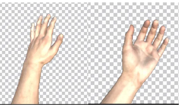 Figure 4.2: The virtual hands after being received in the XM-application