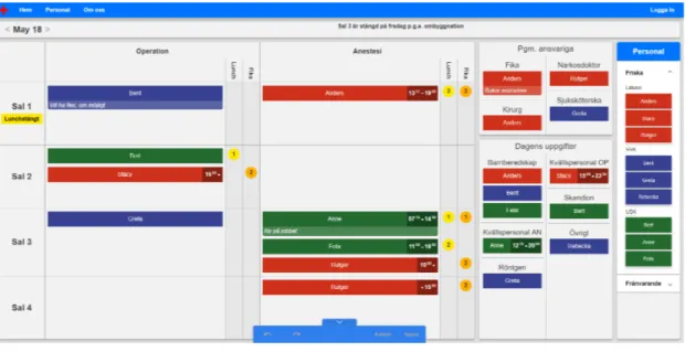 Figure 6 The implemented design for the schedule view of the desktop application