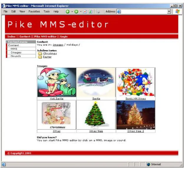 Figure 2-2: The portal displaying content in folder Images/Holidays. 