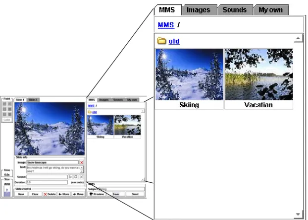 Figure 2-6: The content viewer section showing pre-made MMS 