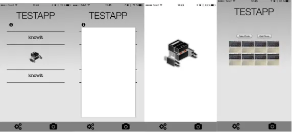 Figur 7: Ett flöde av testapplikationen för alla OS (bild 1,2,3,4) 