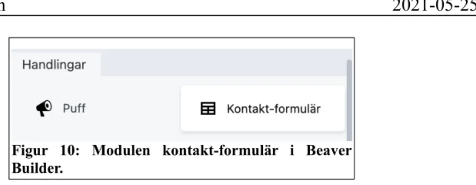 Figur  10:   Modulen   kontakt-formulär   i   Beaver Builder.