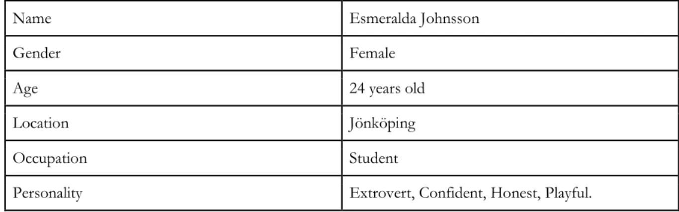 Figure 1: Persona characteristics