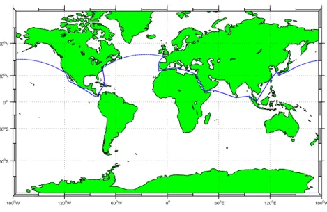 Figure 3.1: Worldwide shipping route composed of 496 points calculated using great circle navigation.