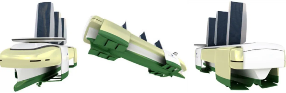 Figure 4.9: Wallenius’ conceptual emission-free vessel E/S Orcelle, equipped with fins for wave energy propulsion