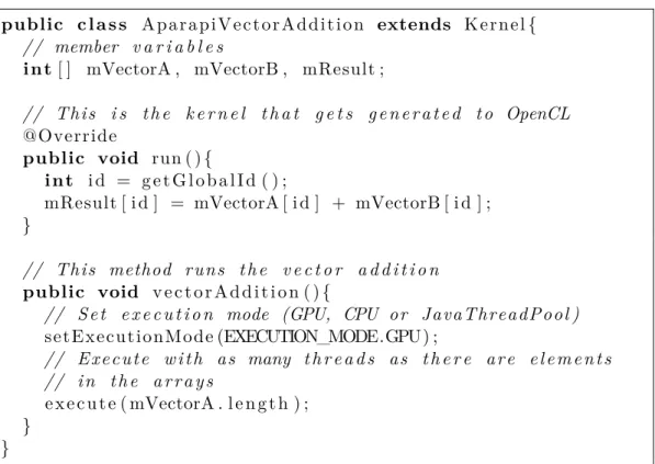 Figure 3.9: Vector addition in Aparapi