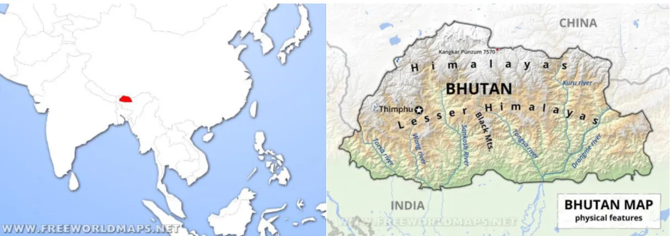 Figure 1 &amp; 2. Maps of Bhutan. 