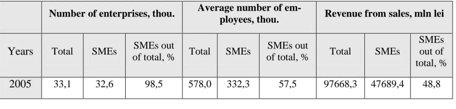 Table 2-2: Evolution of SMEs, 2005-2007 