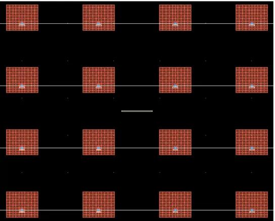 Figure	
  3.11:	
  2D	
  square	
  patch	
  antenna	
  array	
  designed	
  in	
  ADS	
  Momentum.	
  