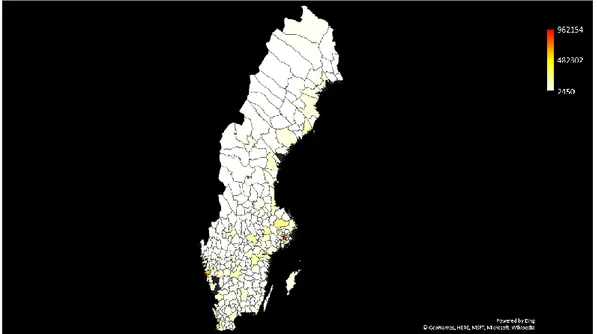 Figure 7-Heatmap of foreign population in Sweden