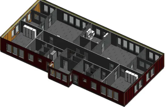Figur 15. Huset med nya innerväggar och golv 