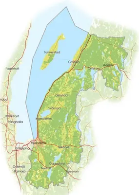 Figur 1 Karta över Östra Vätterbranterna (ostravatterbranterna.se)