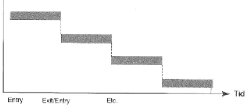 Figur 2.7 Visuell beskrivning av Vattenfallsmodellens process [9, p. 57] 