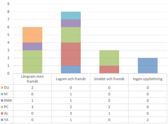 Tabell 4. Intervjufråga om utveckling. 19 personer svarade.  