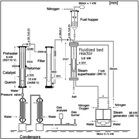Figure 8 Schematic of pilot-scale pressurized gasification unit at KTH