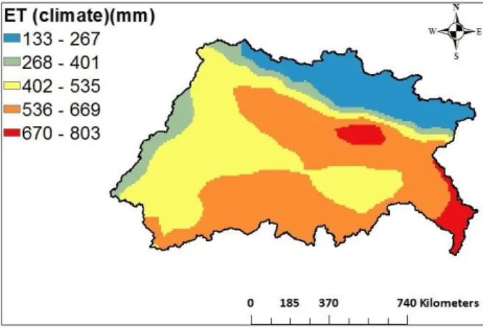 Figure 11. Spatial distribution of ET change  between irrigation and preirrigation scenario  (in %)