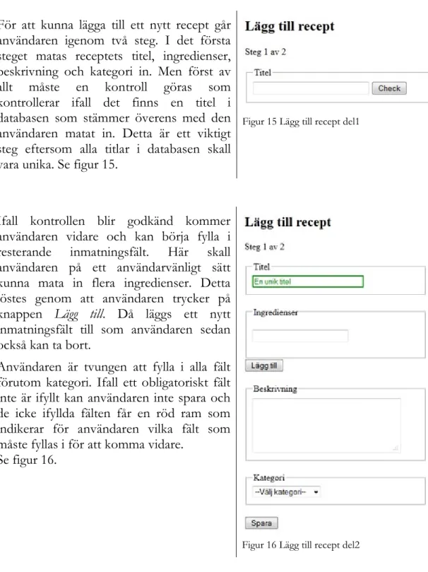 Figur 15 Lägg till recept del1 